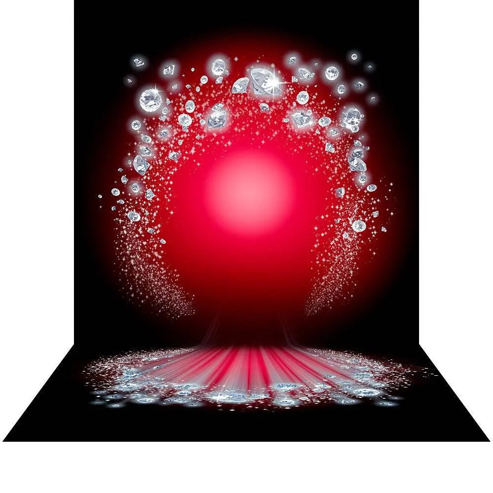 Diamond Arch On Red Photo Backdrop - Basic 8 x 16