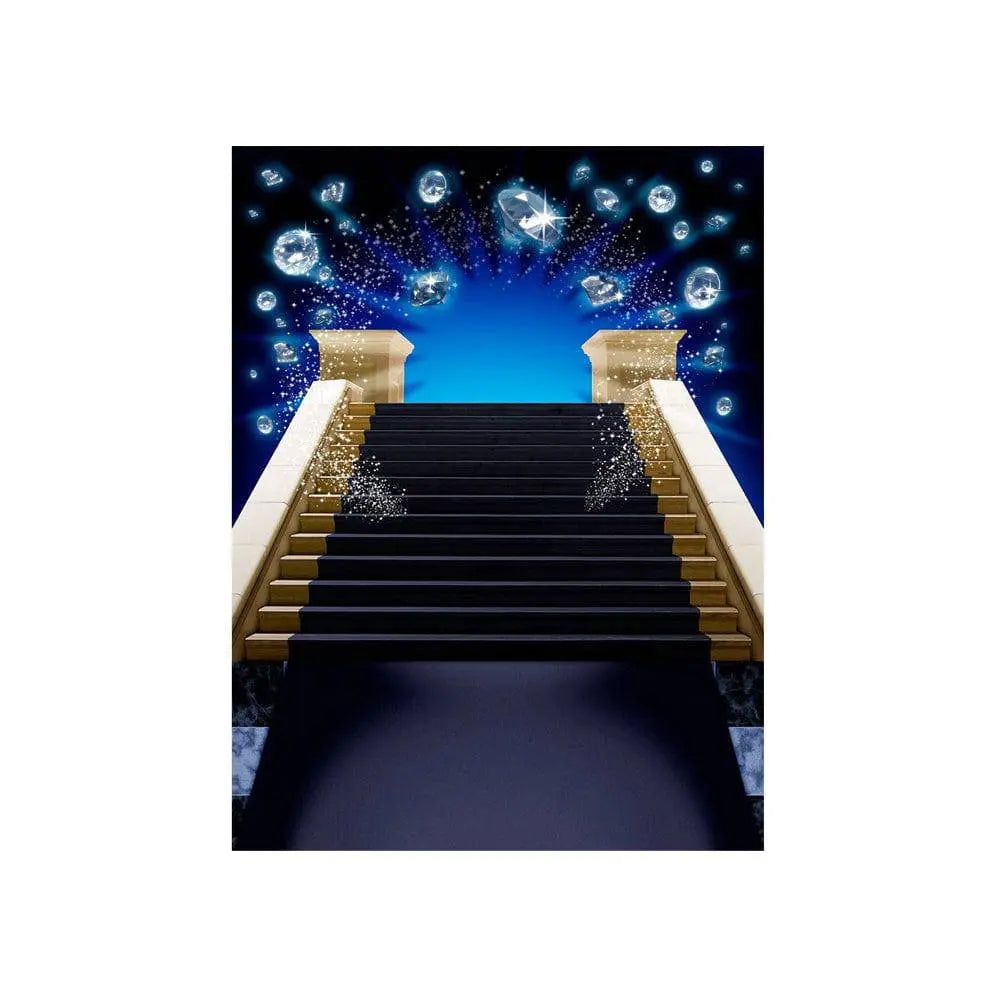 Blue Diamond Staircase Photo Backdrop - Basic 4.4 x 5