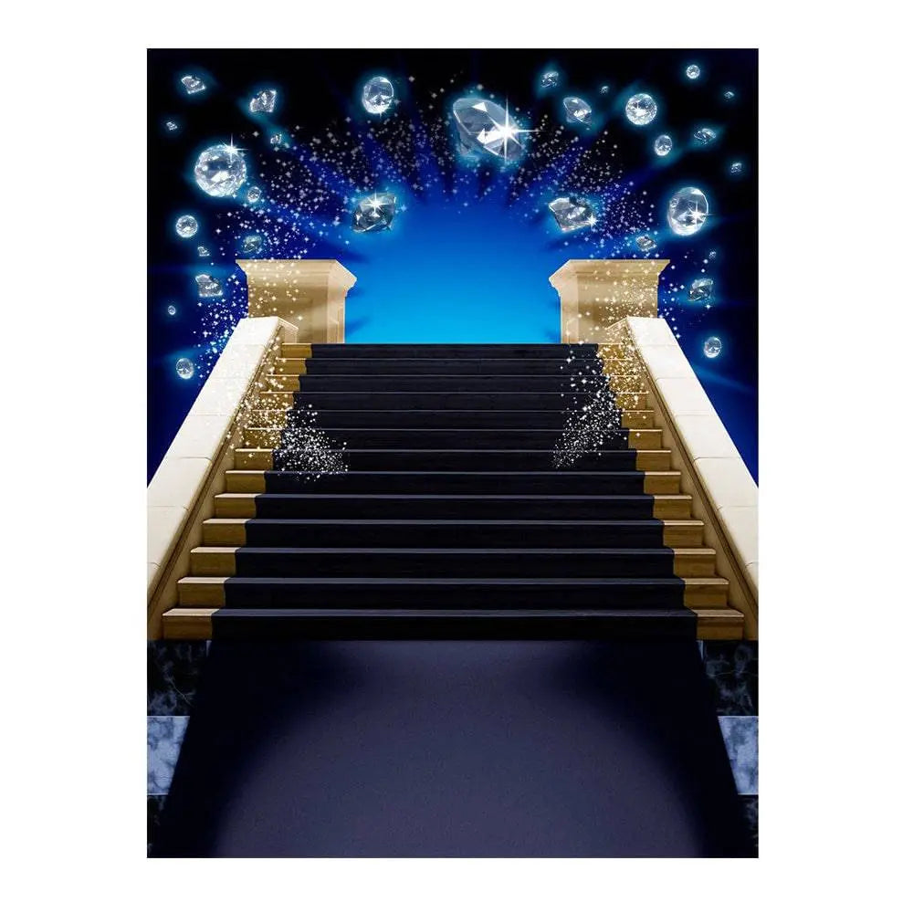 Blue Diamond Staircase Photo Backdrop - Basic 6 x 8