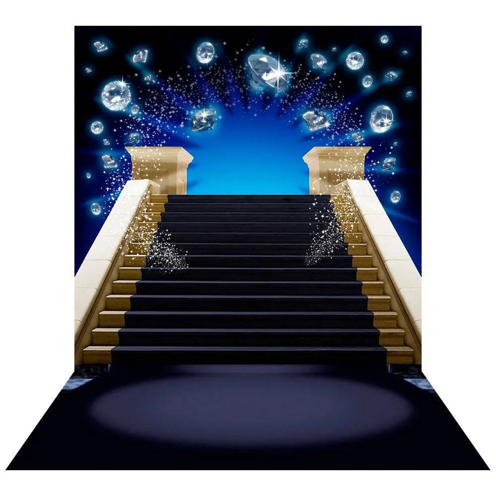 Blue Diamond Staircase Photo Backdrop - Pro 9 x 16