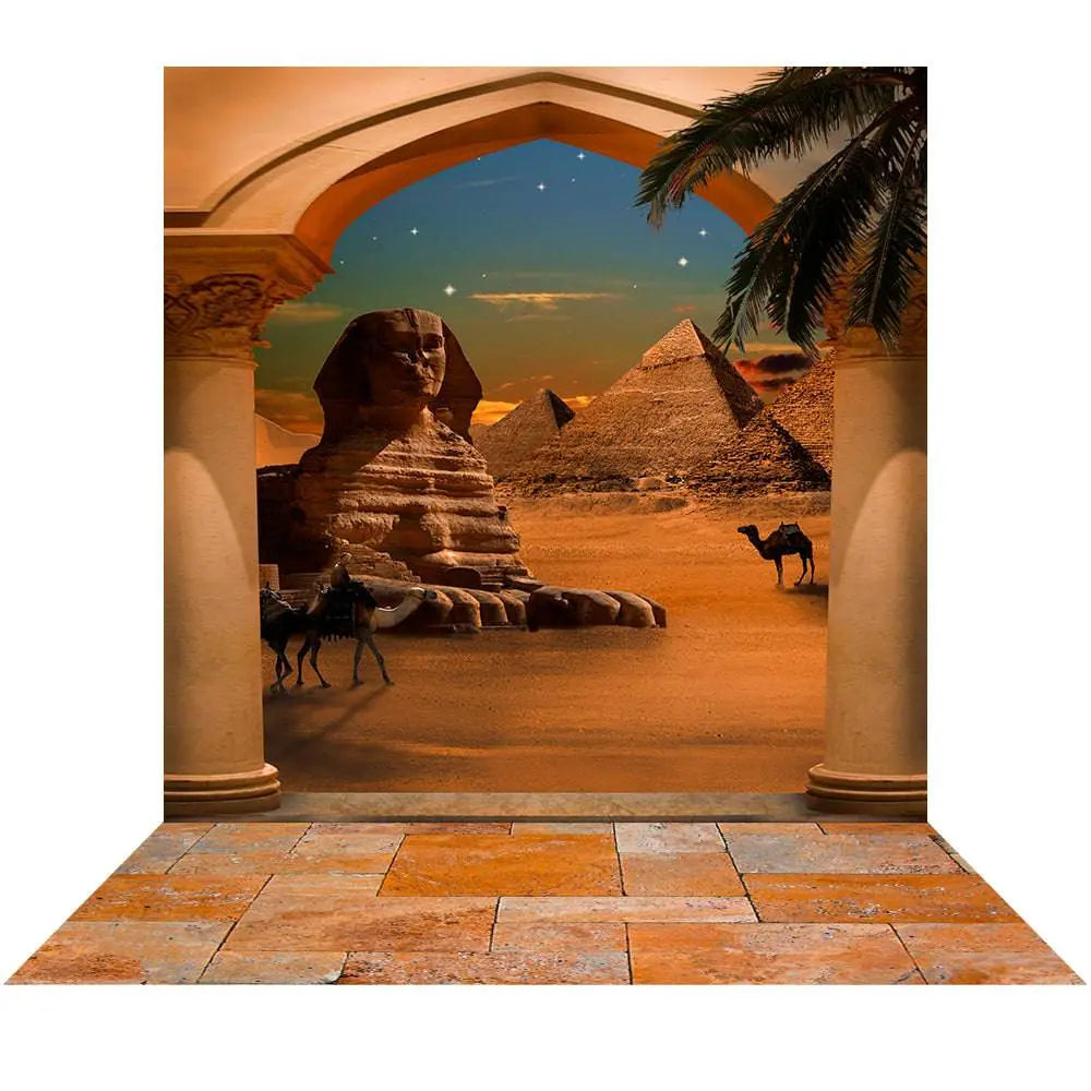 Egyptian Pharaoh Giza Pyramid and Sphinx Photo Backdrop - Basic 8 x 16
