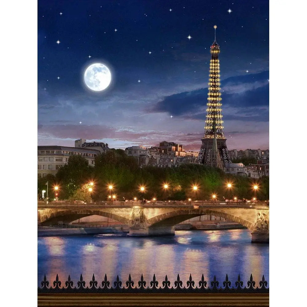 Eiffel Tower Moonlit Photography Backdrop - Basic 8 x 10