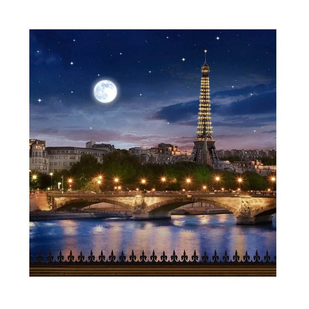 Eiffel Tower Moonlit Photography Backdrop - Basic 8 x 8