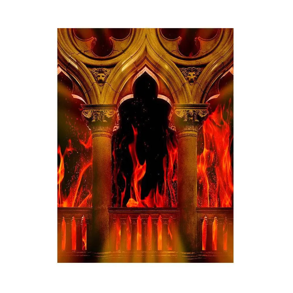 Veranda Columns On Fire Photography Backdrop - Basic 5.5 x 6.5