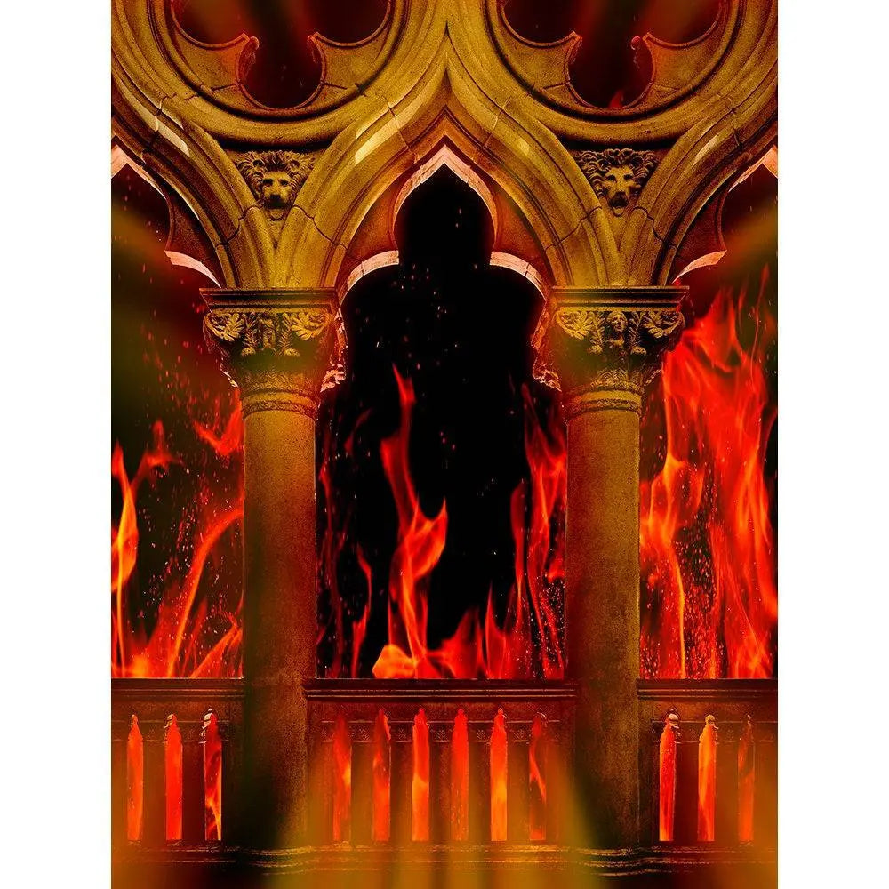 Veranda Columns On Fire Photography Backdrop - Basic 8 x 10