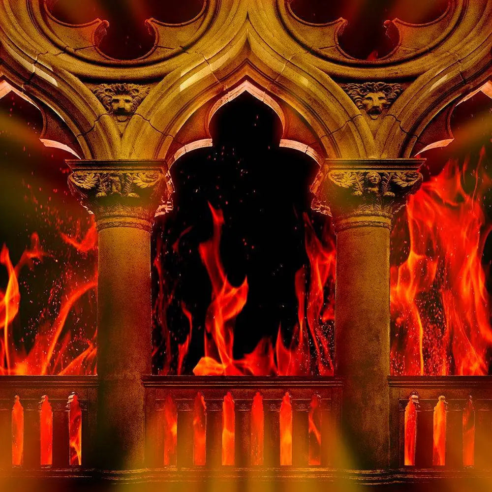 Veranda Columns On Fire Photography Backdrop - Pro 10 x 8