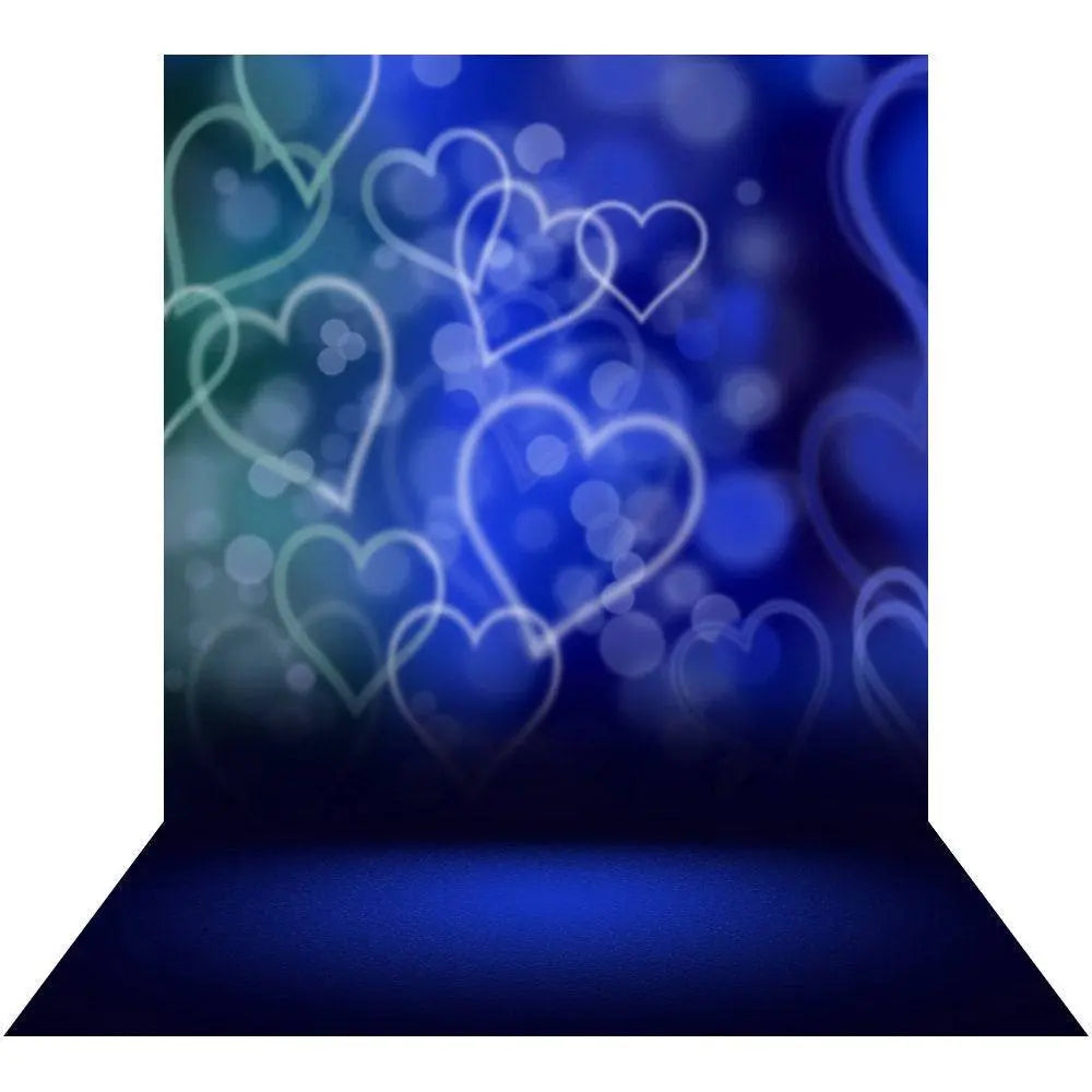 Romantic Blue Floating Hearts Photo Booth Background - Pro 10 x 20