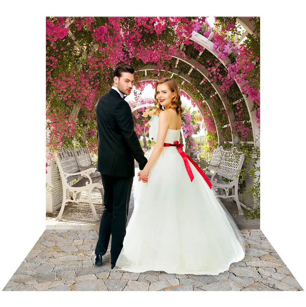 Petal Pink Wedding Archway Photo Backdrop