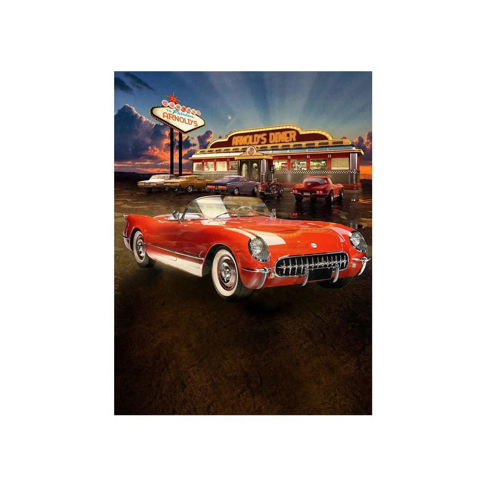 Grease 50s Diner with Corvette Photo Backdrop - Basic 4.4 x 5