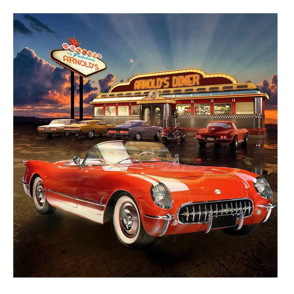 Grease 50s Diner with Corvette Photo Backdrop - Pro 8 x 8