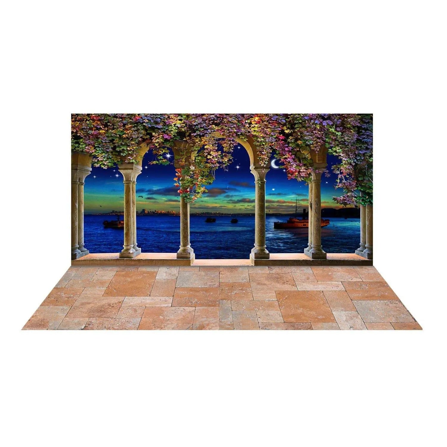 Wisteria Blooms on Columns Photo Backdrop - Basic 16  x 16