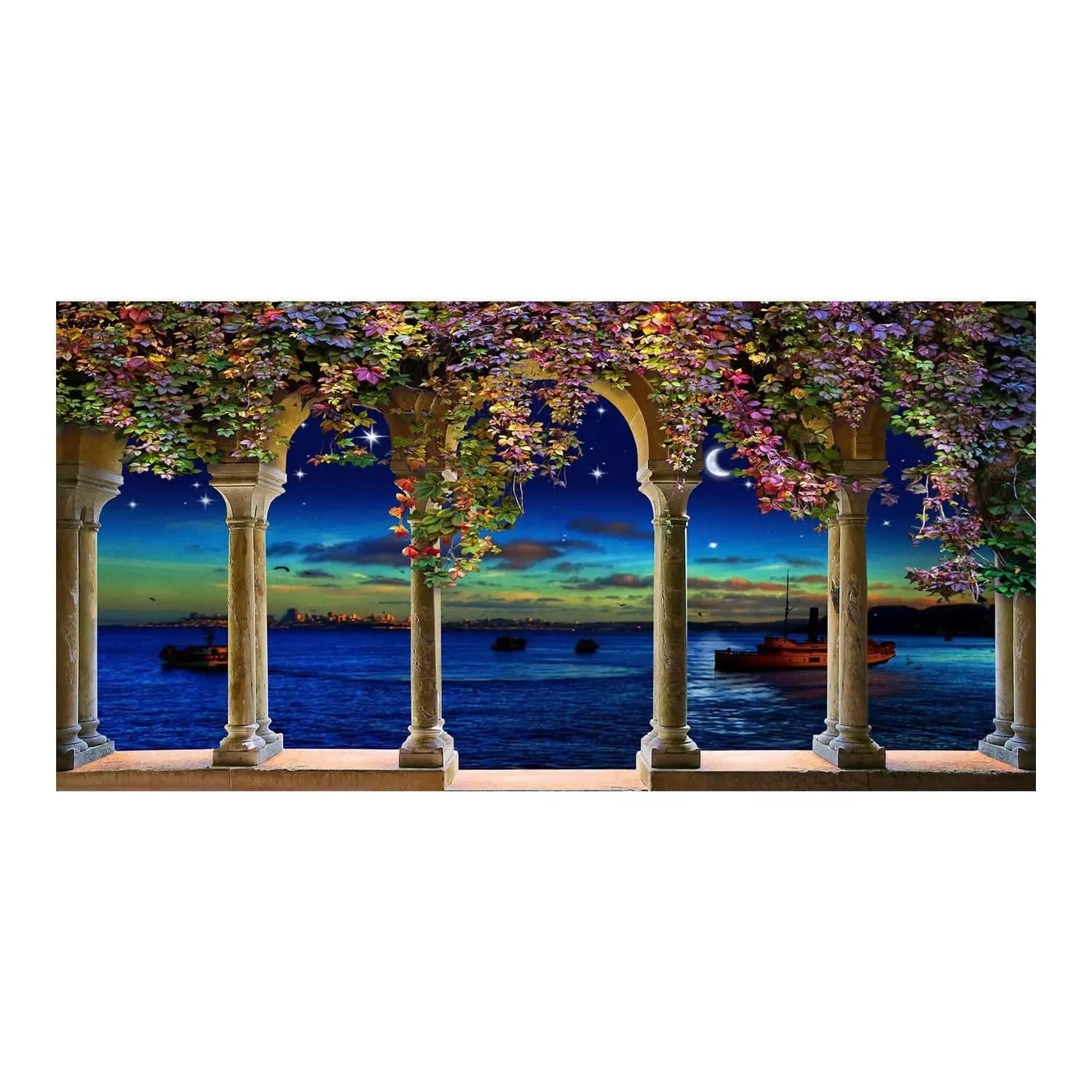 Wisteria Blooms on Columns Photo Backdrop - Basic 16  x 8