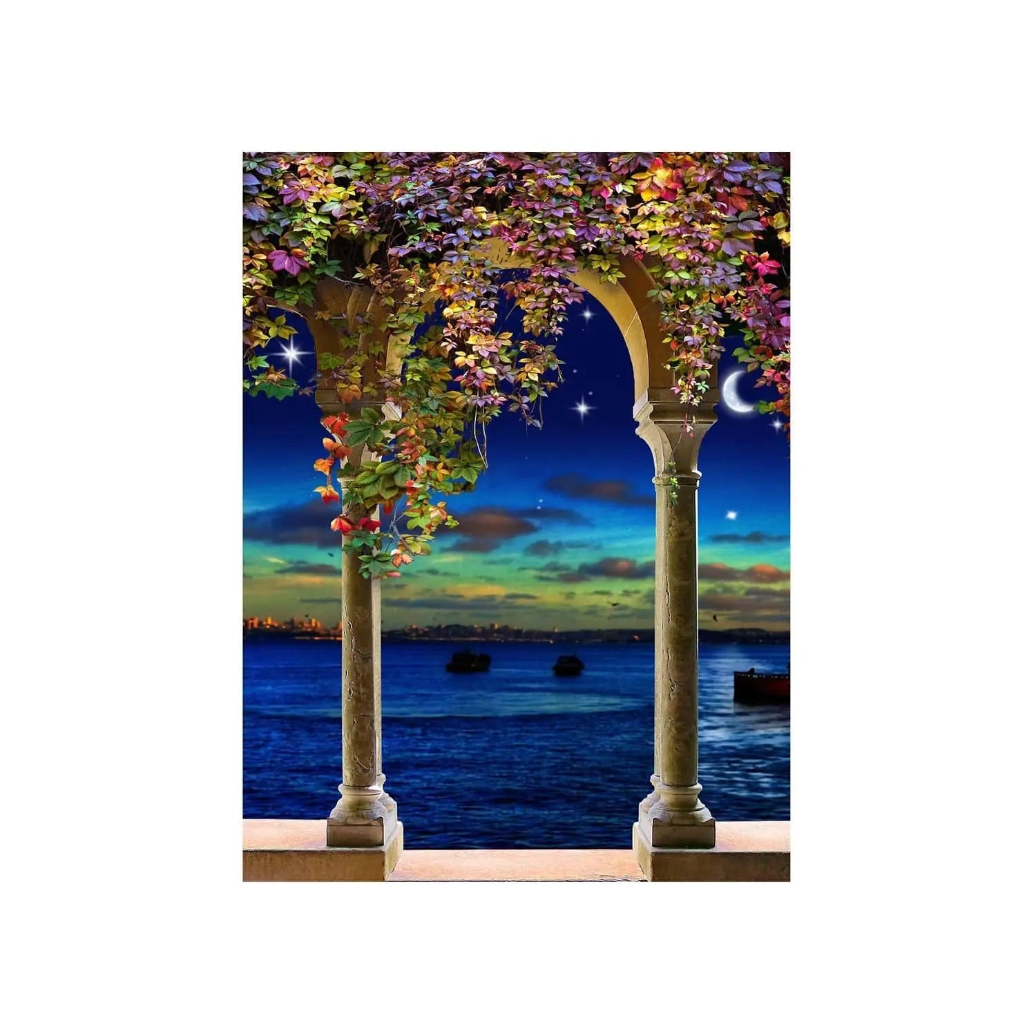 Wisteria Blooms on Columns Photo Backdrop - Basic 4.4  x 5