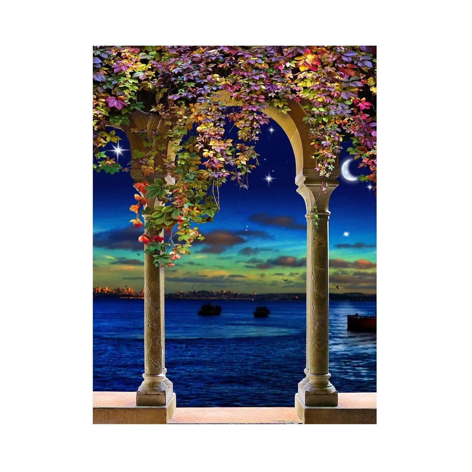 Wisteria Blooms on Columns Photo Backdrop - Basic 5.5  x 6.5