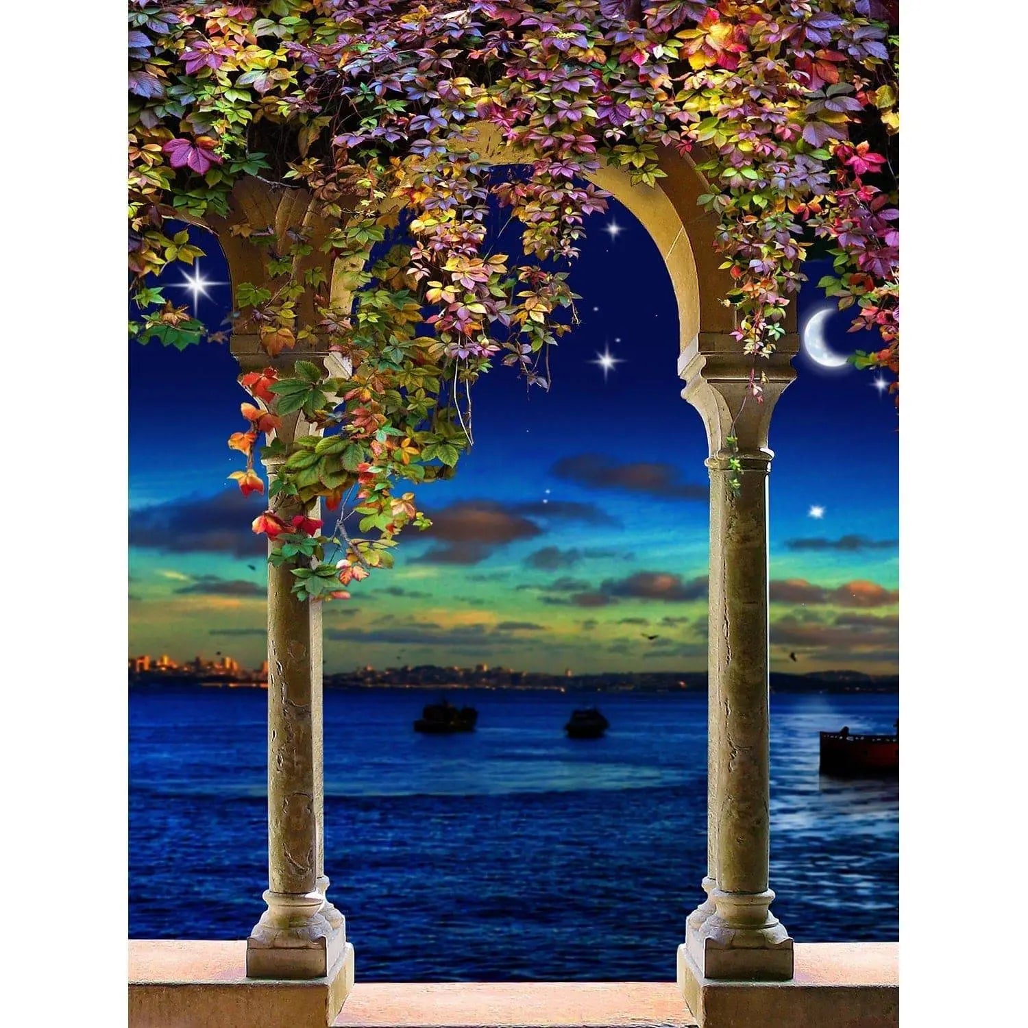 Wisteria Blooms on Columns Photo Backdrop - Basic 8  x 10