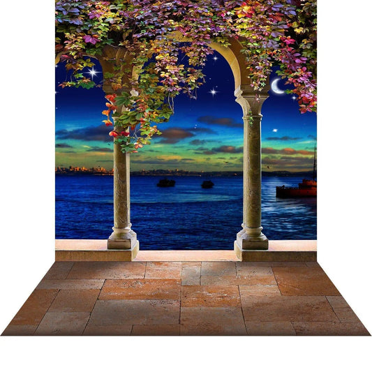 Wisteria Blooms on Columns Photo Backdrop - Basic 8  x 16