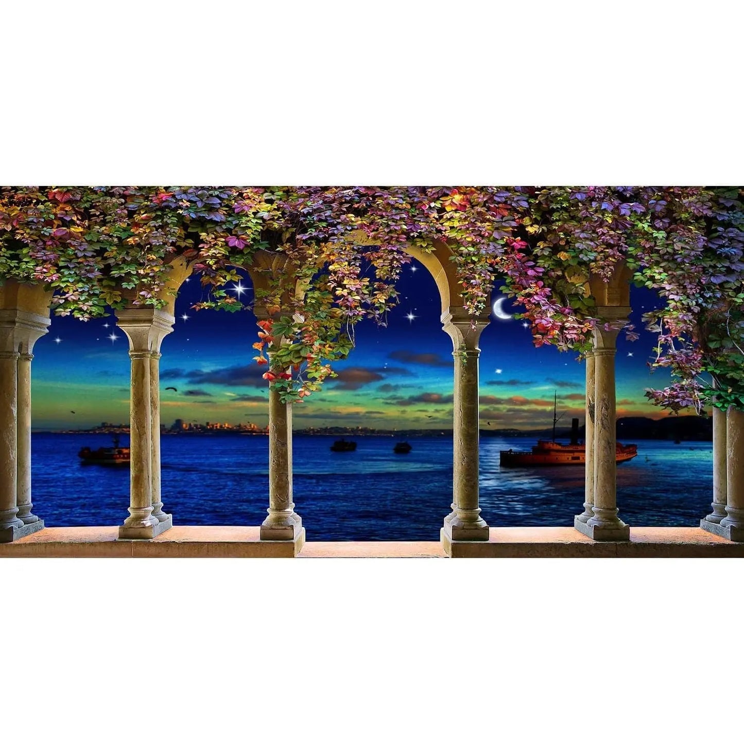 Wisteria Blooms on Columns Photo Backdrop - Pro 20  x 10