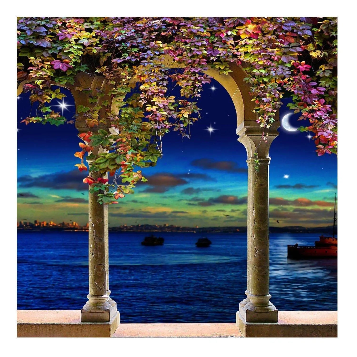 Wisteria Blooms on Columns Photo Backdrop - Pro 8  x 8