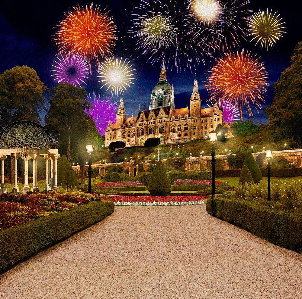 Great Gatsby Garden and Fireworks Photo Backdrop - Pro 10  x 10