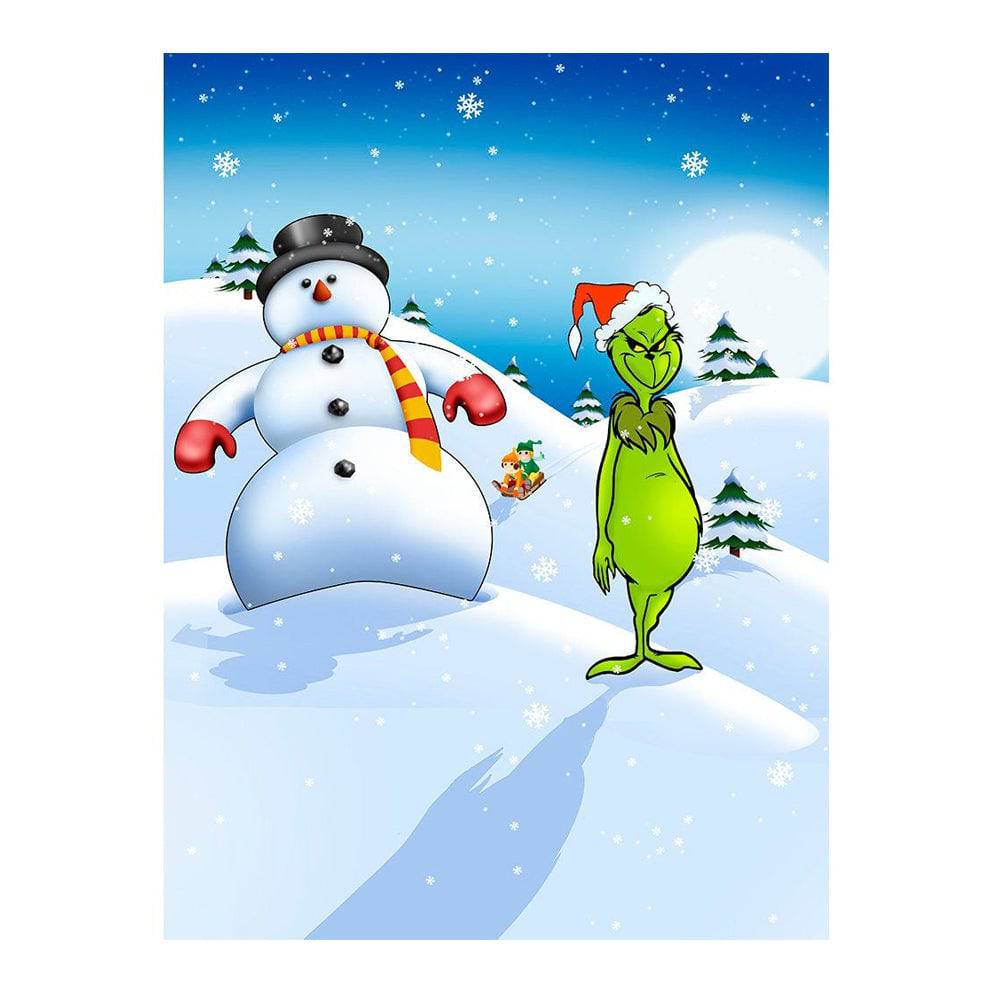 Grinch and Snowman Photography Backdrop - Basic 6 x 8