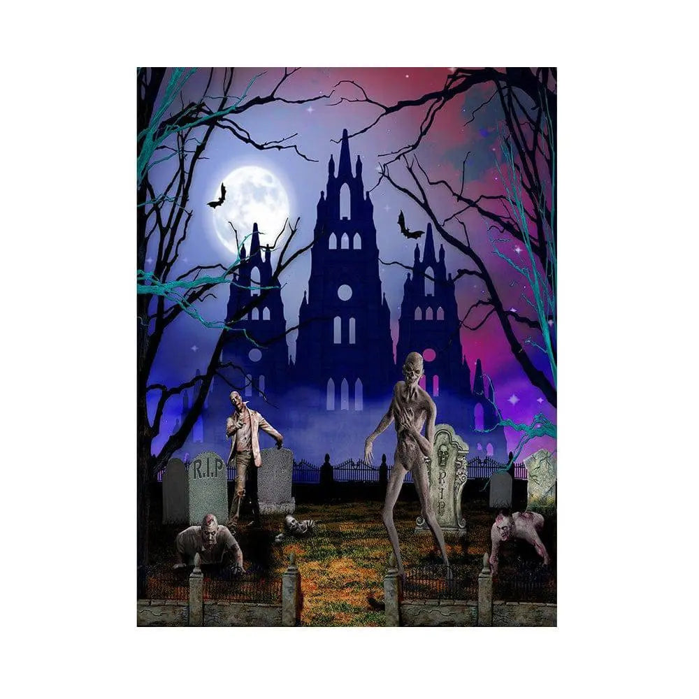 Haunted Castle Halloween Party Photo Background - Basic 5.5 x 6.5