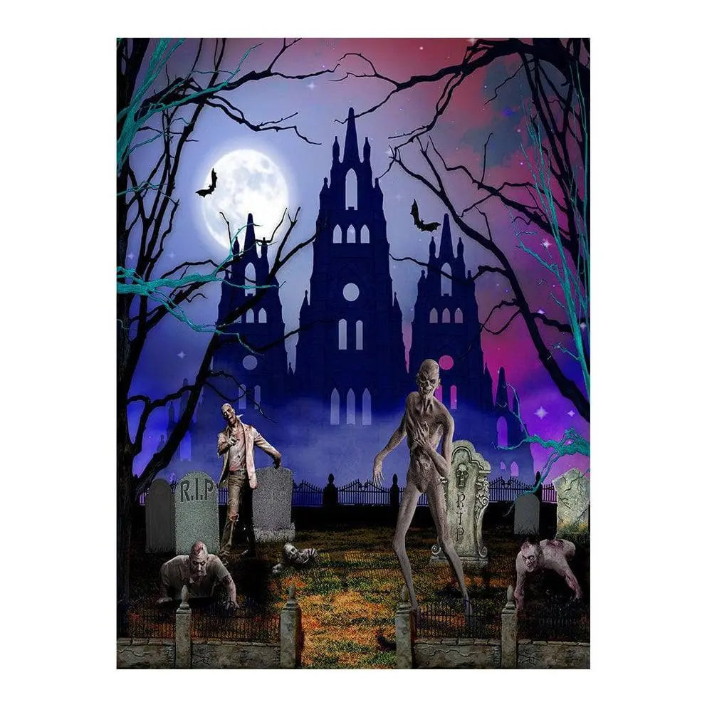 Haunted Castle Halloween Party Photo Background - Basic 6 x 8