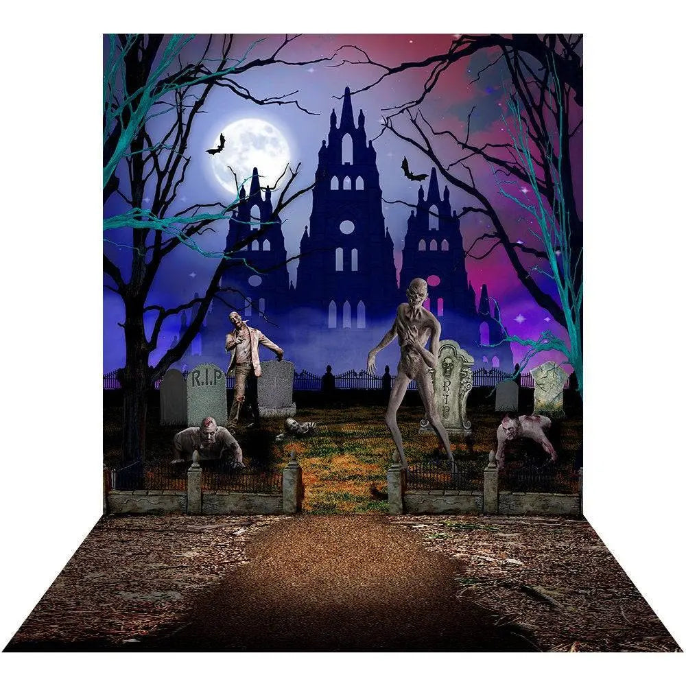 Haunted Castle Halloween Party Photo Background - Basic 8 x 16