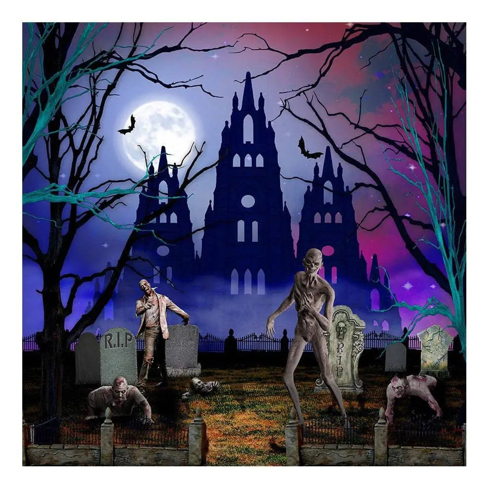Haunted Castle Halloween Party Photo Background - Basic 8 x 8