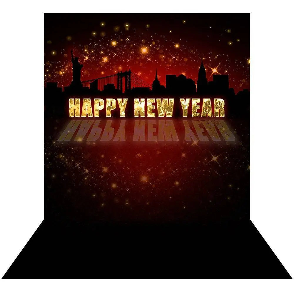 Happy New Year City Skyline Photography Background - Basic 4.4  x 5