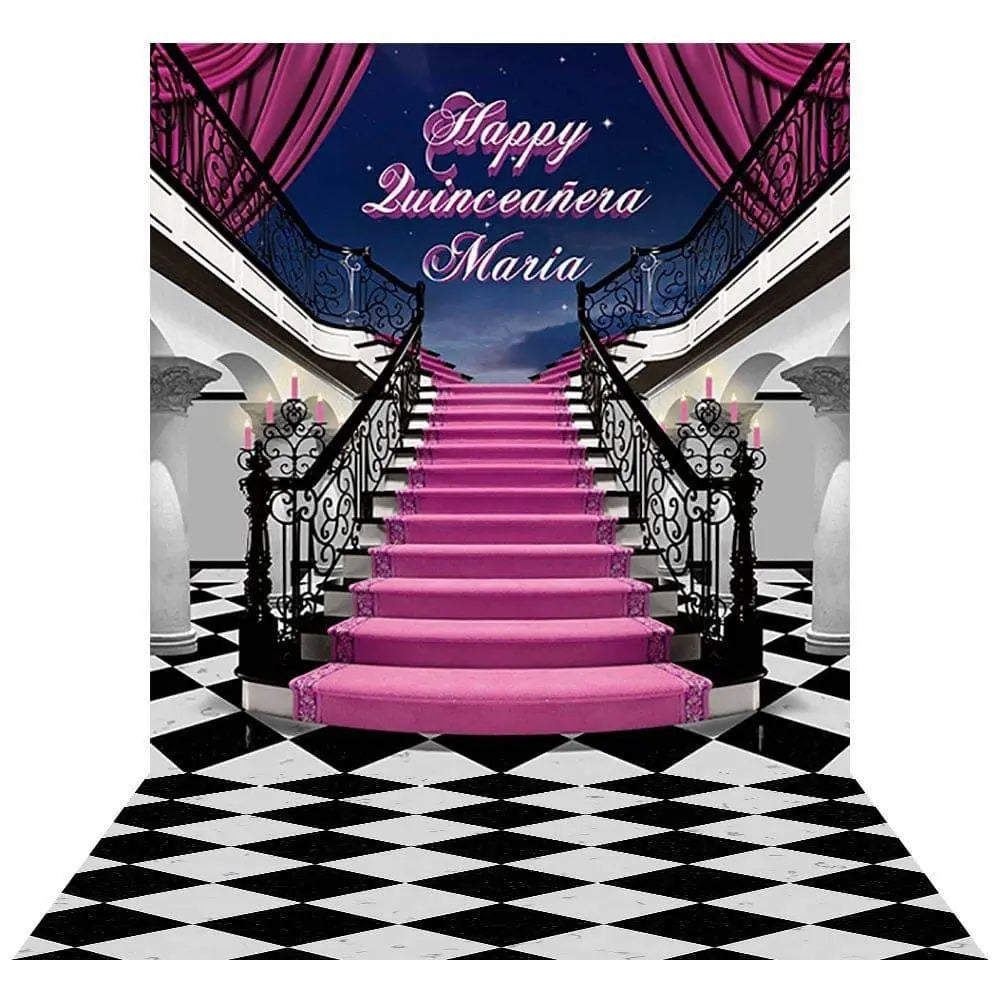 Happy Quinceanera Birthday Photo Backdrop - Basic 8 x 16
