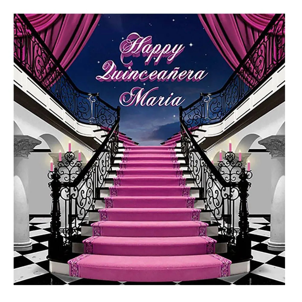 Happy Quinceanera Birthday Photo Backdrop - Basic 8 x 8