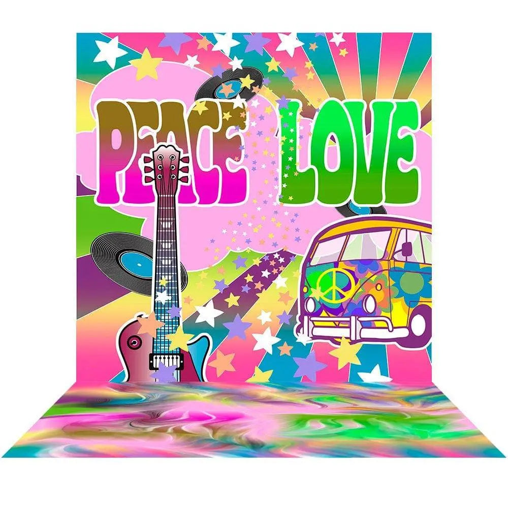 Hippy 60s Flower Power Photo Backdrop - Pro 10  x 20