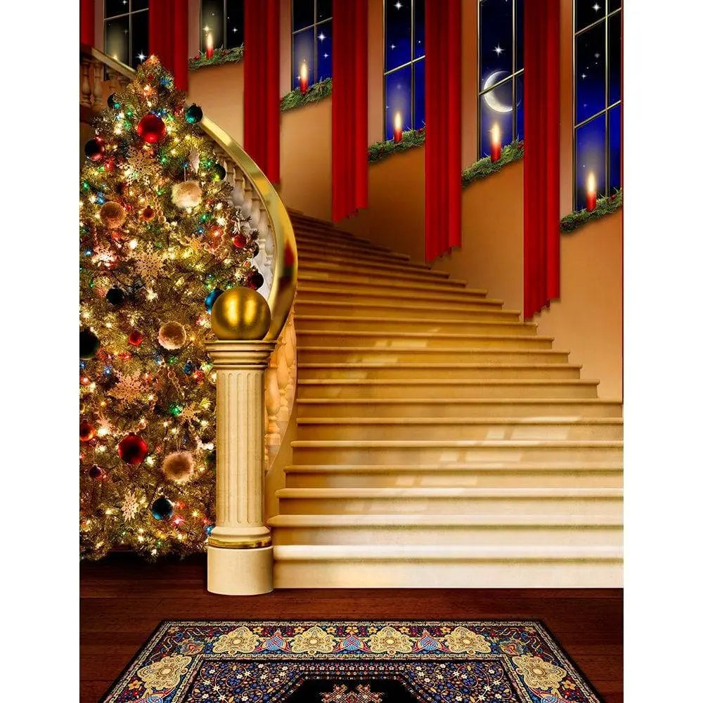 Holiday Staircase Photo Backdrop - Basic 10 x 8