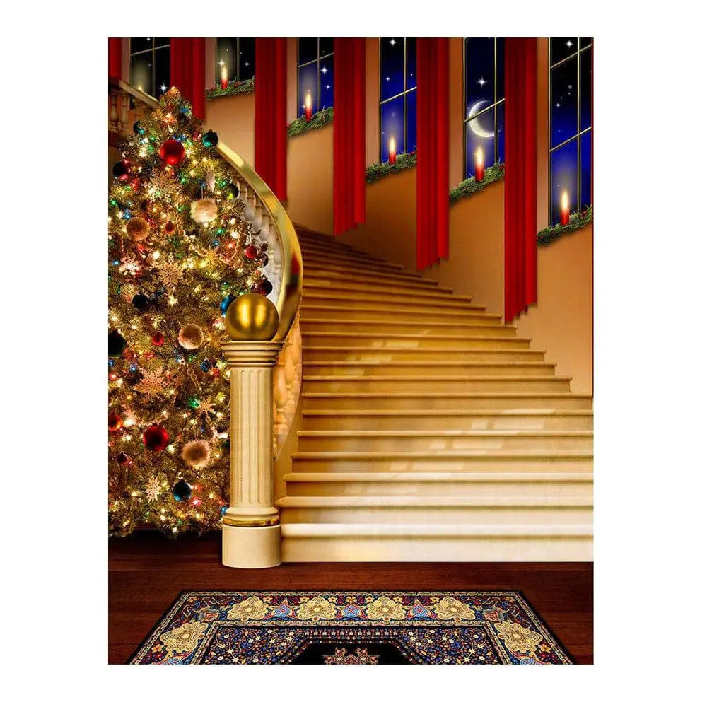 Holiday Staircase Photo Backdrop - Basic 8 x 8
