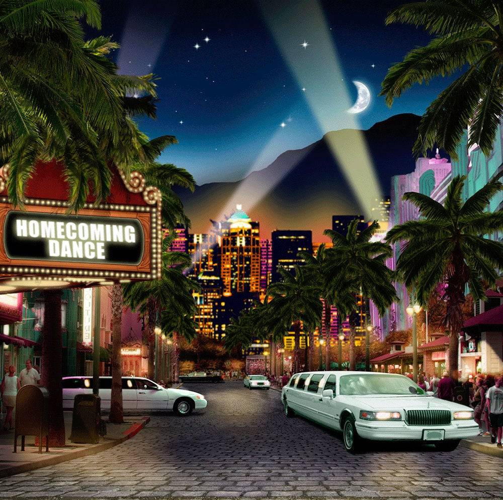 Custom Marquee Hollywood Photo Backdrop - Pro 10  x 8