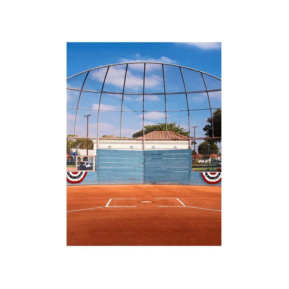 Home Plate Baseball Field Photo Backdrop Backdrop - Basic 4.4 x 5