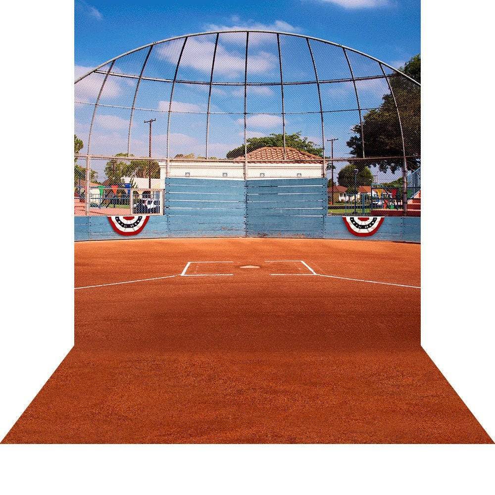 Home Plate Baseball Field Photo Backdrop Backdrop - Basic 8 x 16