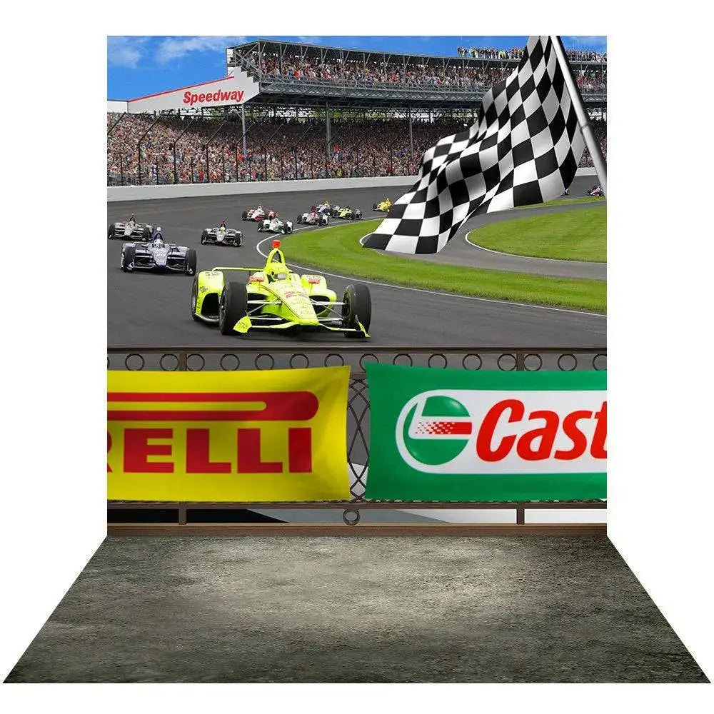 Racecar Speedway Photography Backdrop - Basic 8  x 16