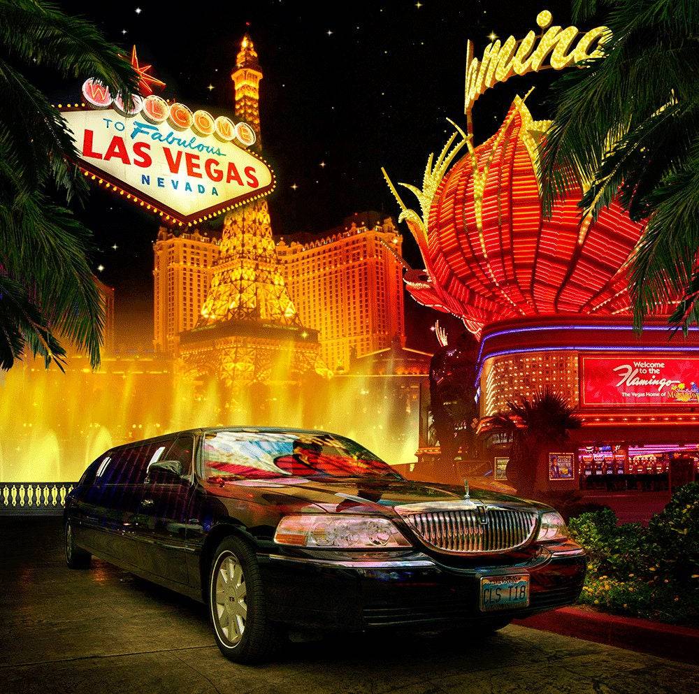 Hot Nights Las Vegas Limousine Photography Backdrop - Pro 10  x 10