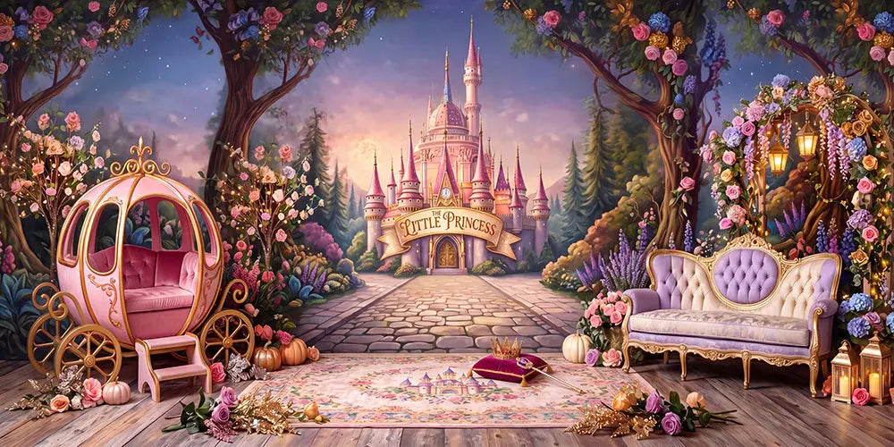 Little Princess Stage Backdrop, Personalized, Kids' Fabric Photo Background Alba Backgrounds