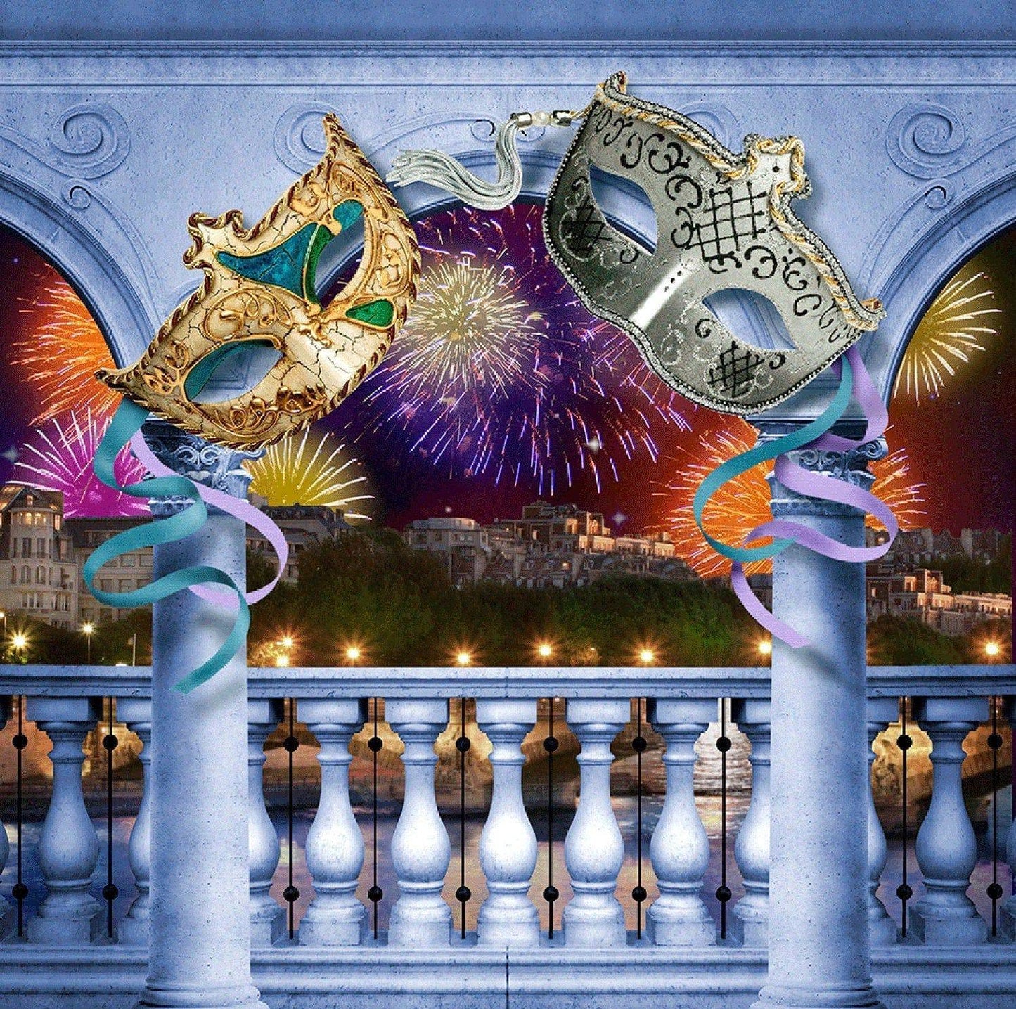 Mardi Gras Balcony Photography Backdrop - Basic 10  x 8
