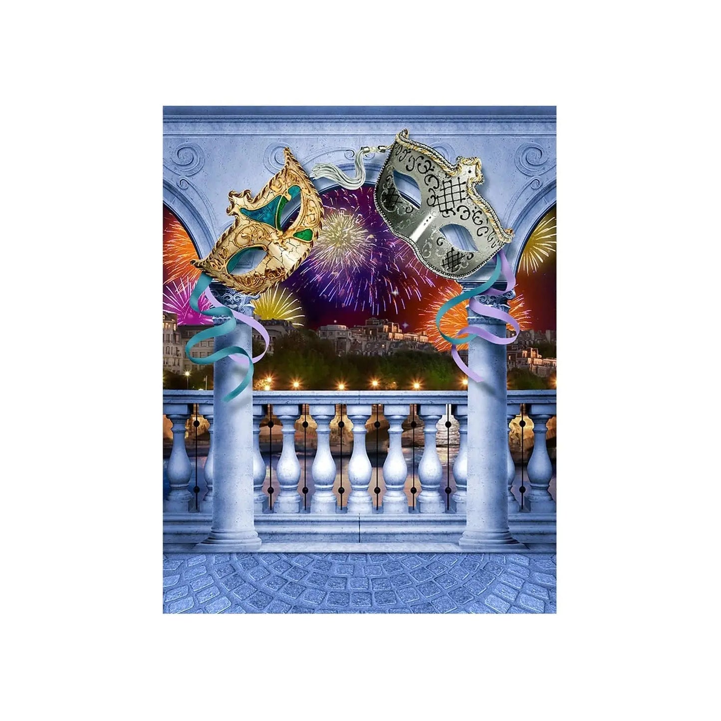 Mardi Gras Balcony Photography Backdrop - Basic 4.4  x 5