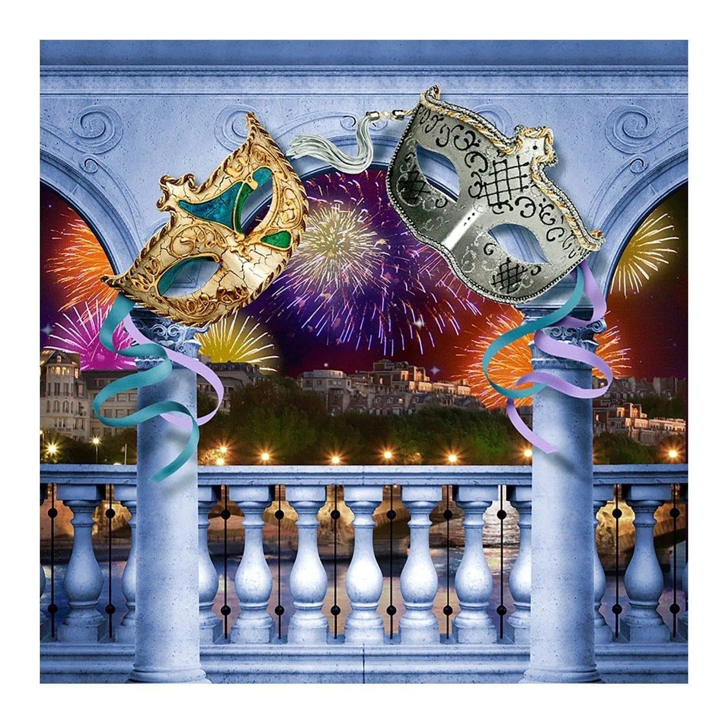 Mardi Gras Balcony Photography Backdrop - Basic 8  x 8
