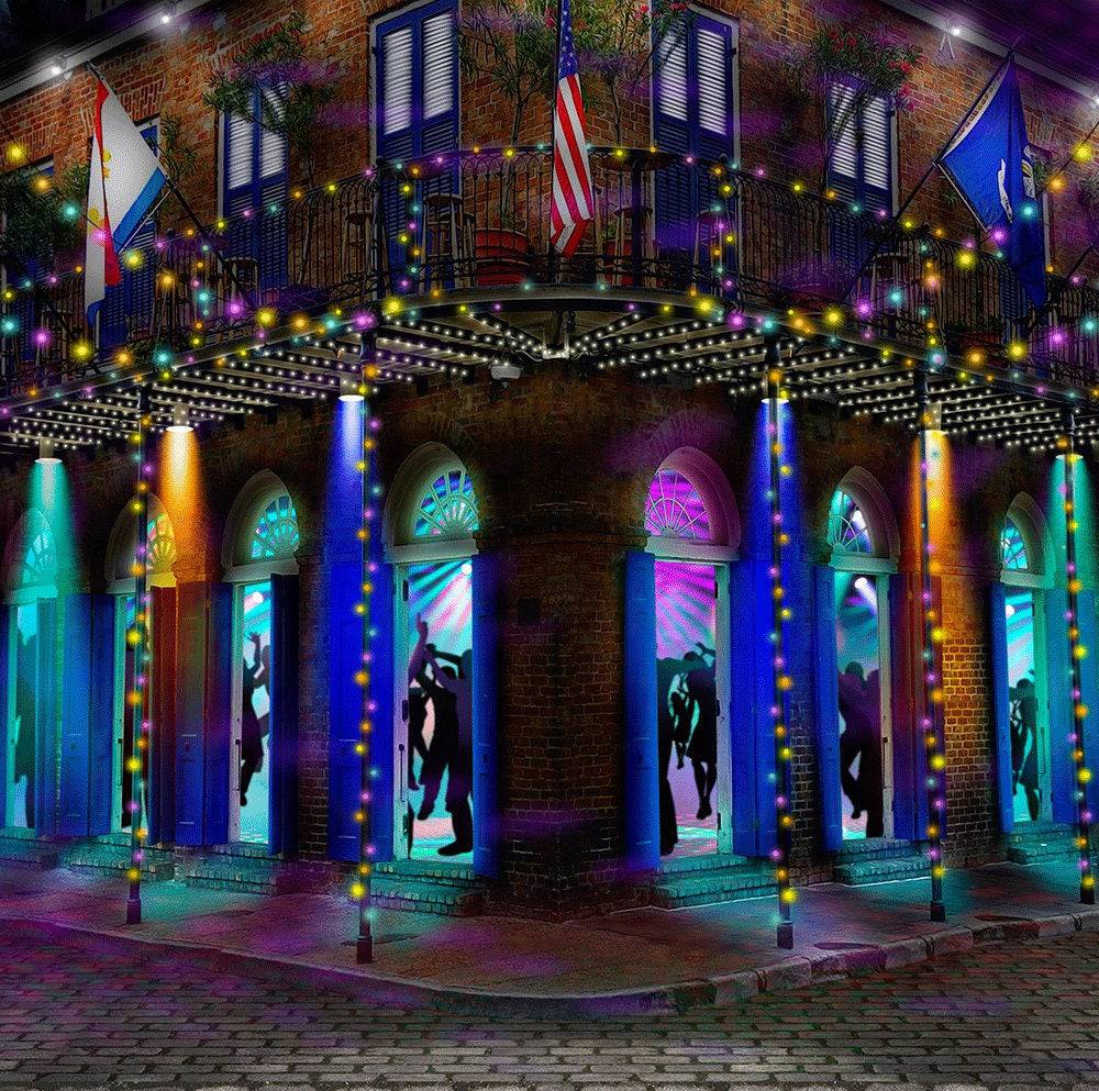 Mardi Gras Bourbon Street Photography Backdrop - Basic 10  x 8