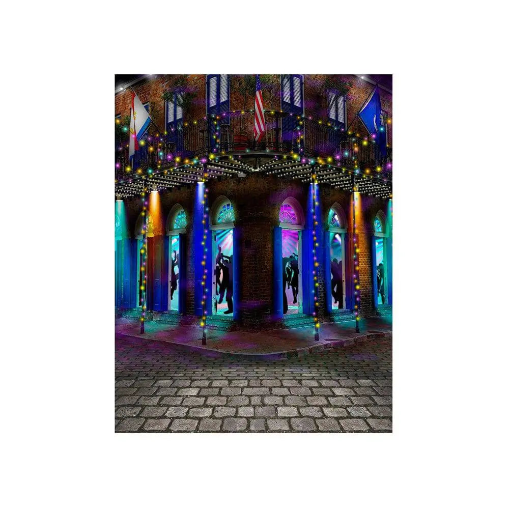 Mardi Gras Bourbon Street Photography Backdrop - Basic 4.4  x 5