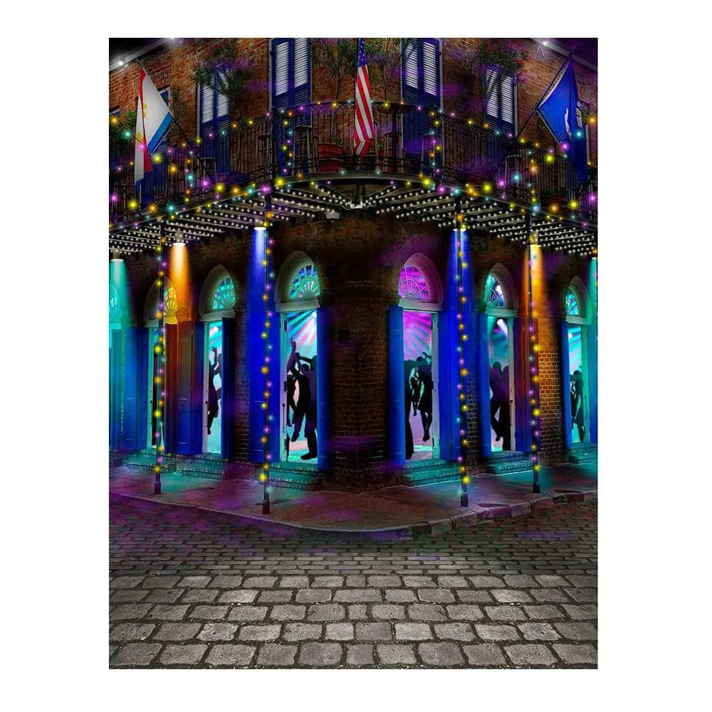 Mardi Gras Bourbon Street Photography Backdrop - Pro 6  x 8