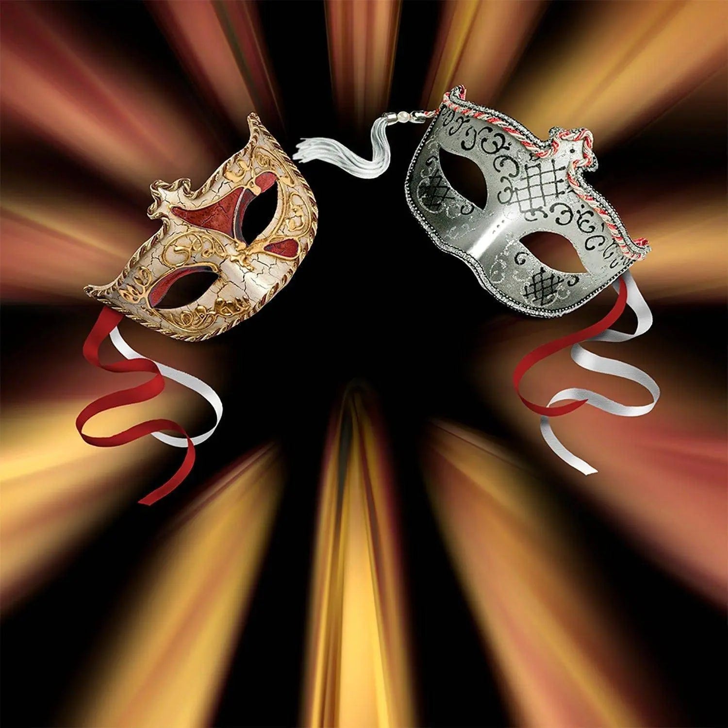 Mardi Gras Masquerade Gold Photography Backdrop - Basic 10  x 8