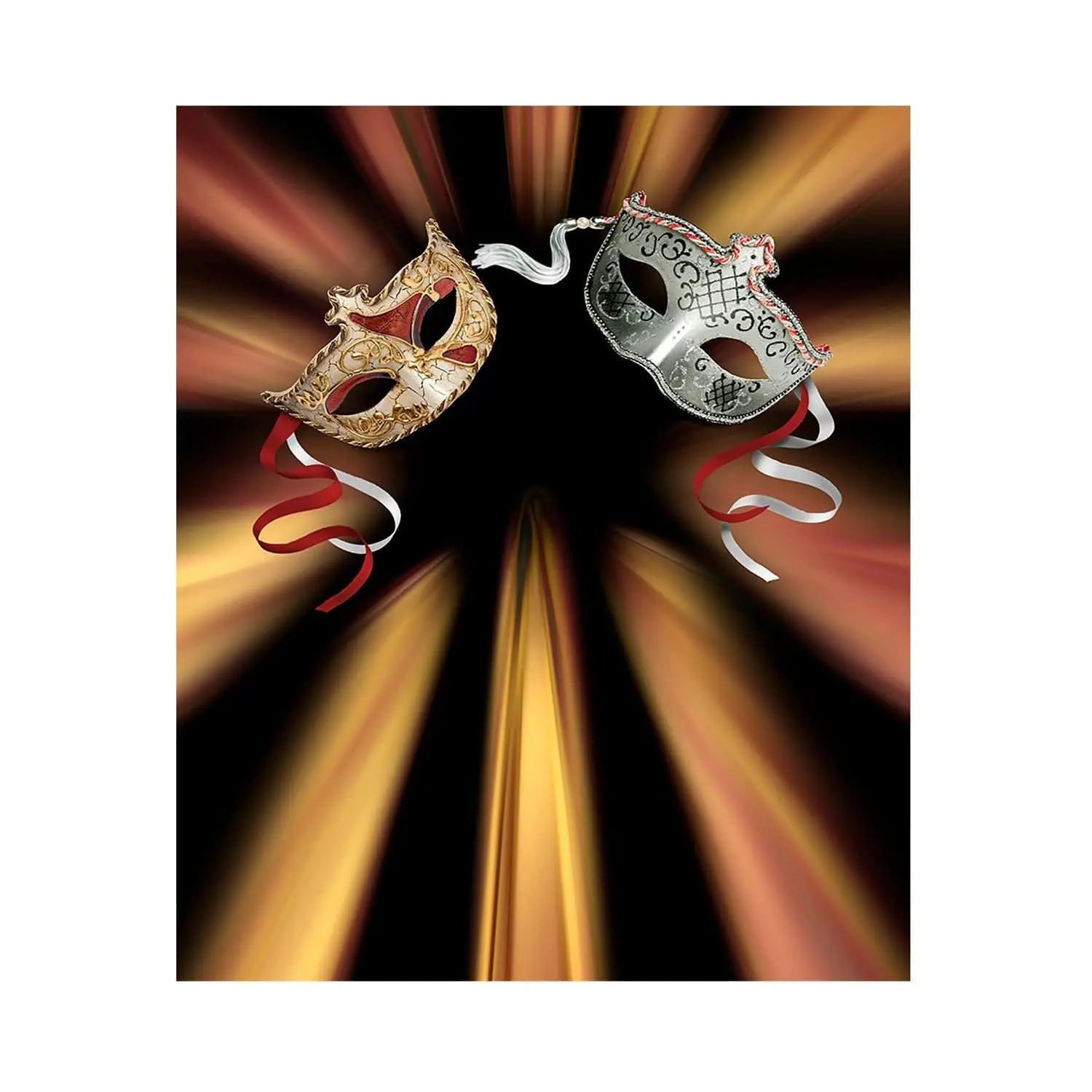 Mardi Gras Masquerade Gold Photography Backdrop - Basic 5.5  x 6.5