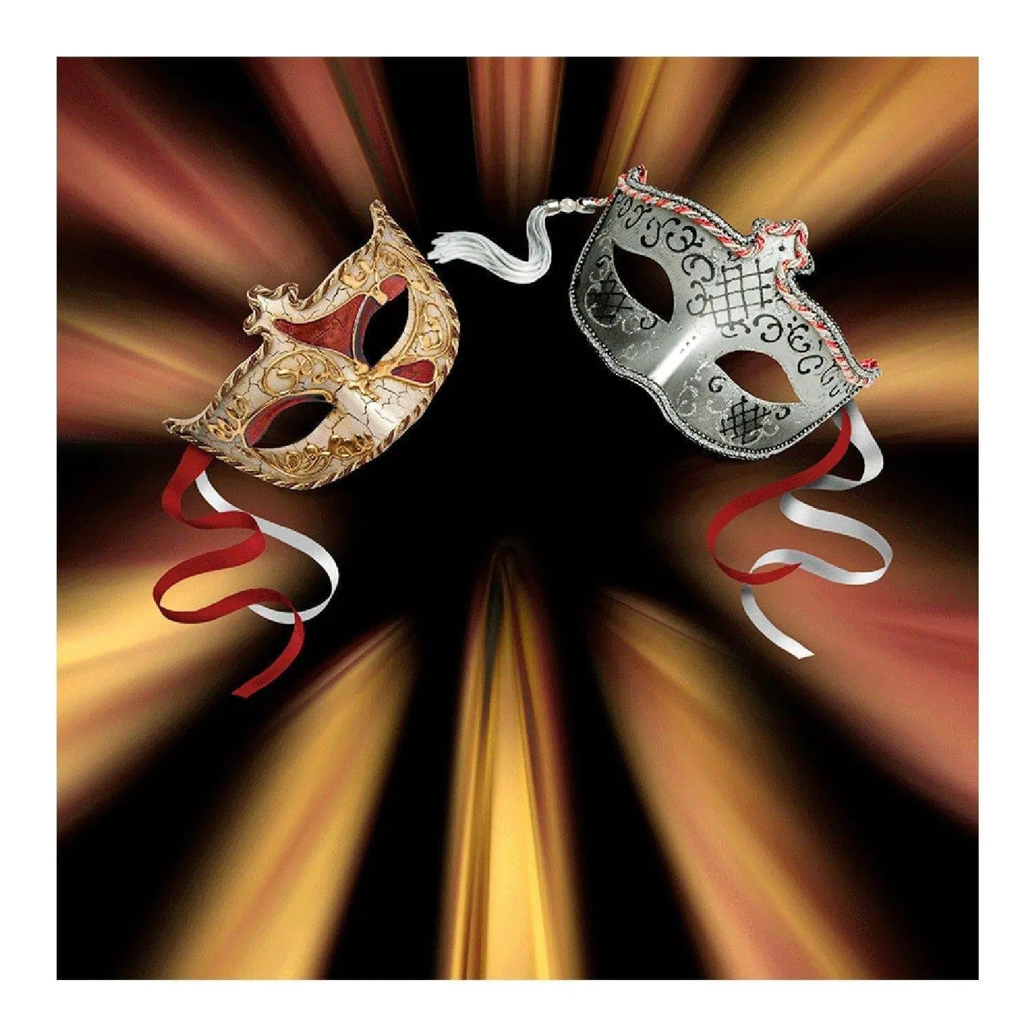 Mardi Gras Masquerade Gold Photography Backdrop - Basic 8  x 8