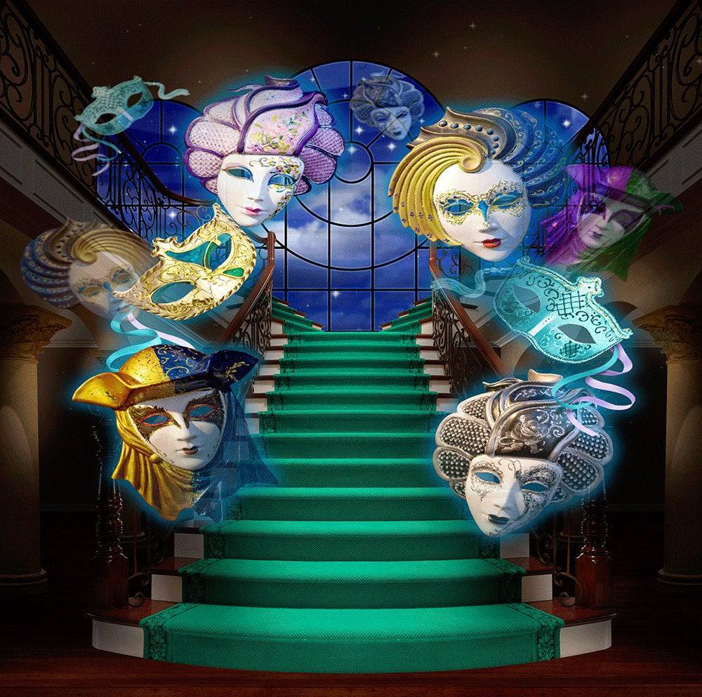 Mardi Gras Masquerade Staircase Photo Backdrop - Basic 10  x 8